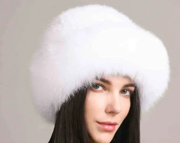 Mink Hair Hat - Lady Braided Fur Winter Hat Pi-Mart