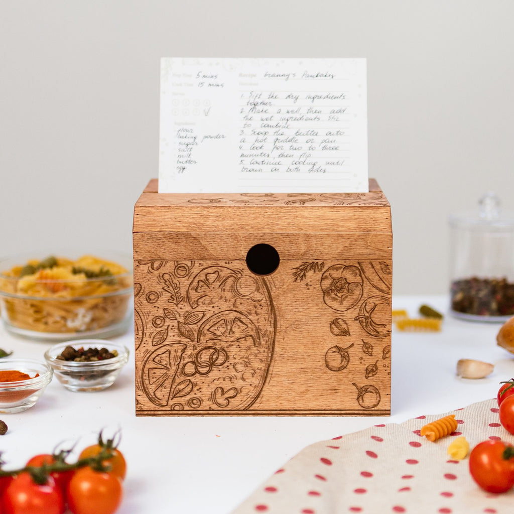 Wooden Recipe Box – Pizza Lovers Edition - SJB-DIAMOND ELITES