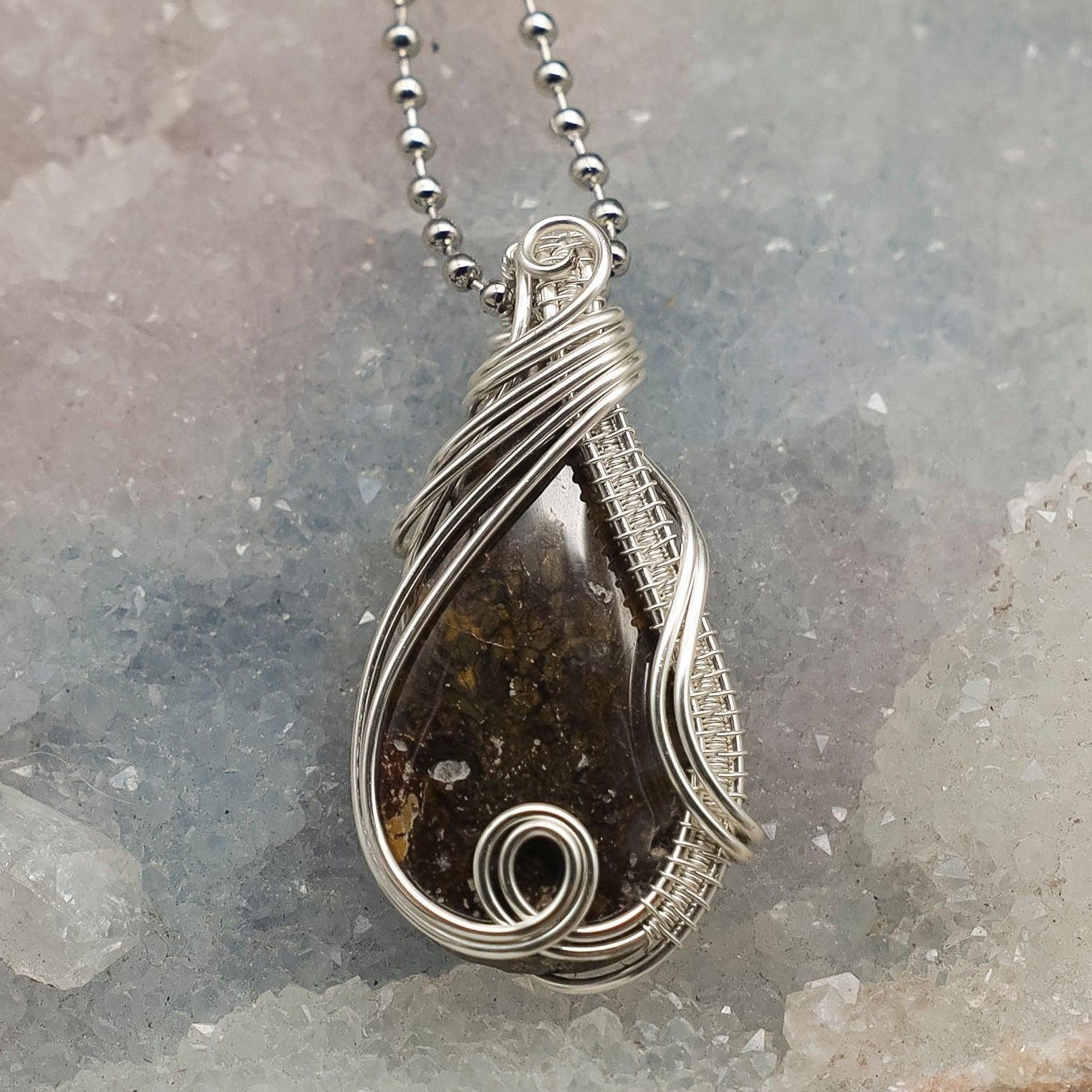 Brecciated Jasper Wire Wrap Crystal Pendant - Grounding - SJB-DIAMOND ELITES