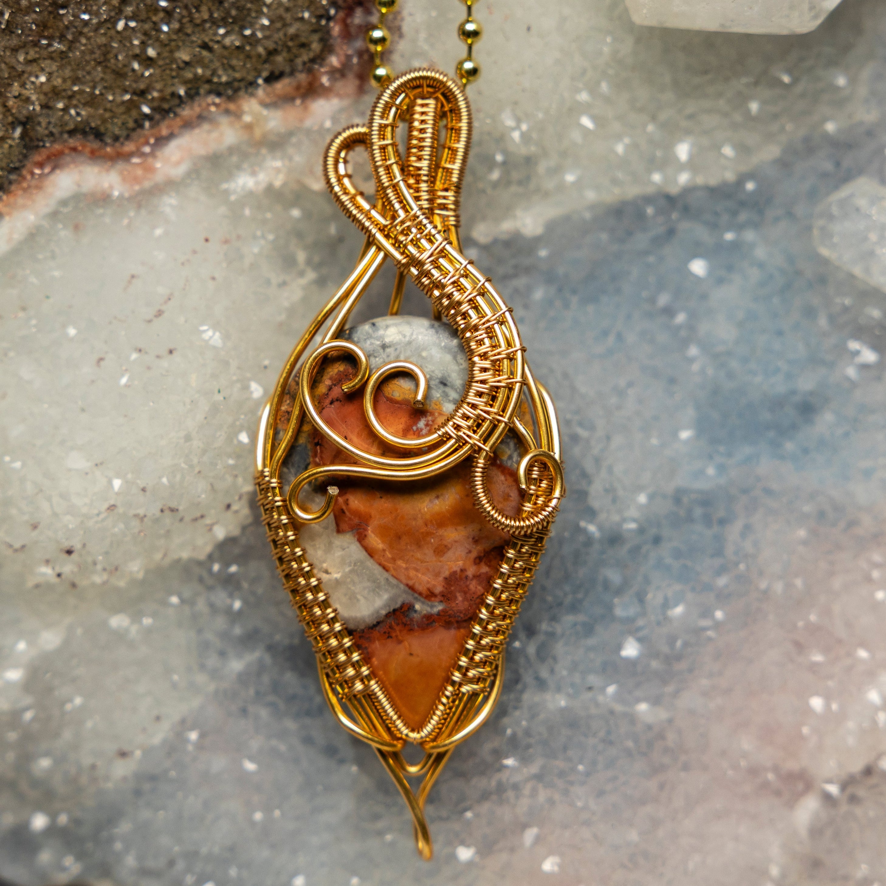 Brecciated Jasper Wire Wrap Crystal Pendant - Strength - SJB-DIAMOND ELITES