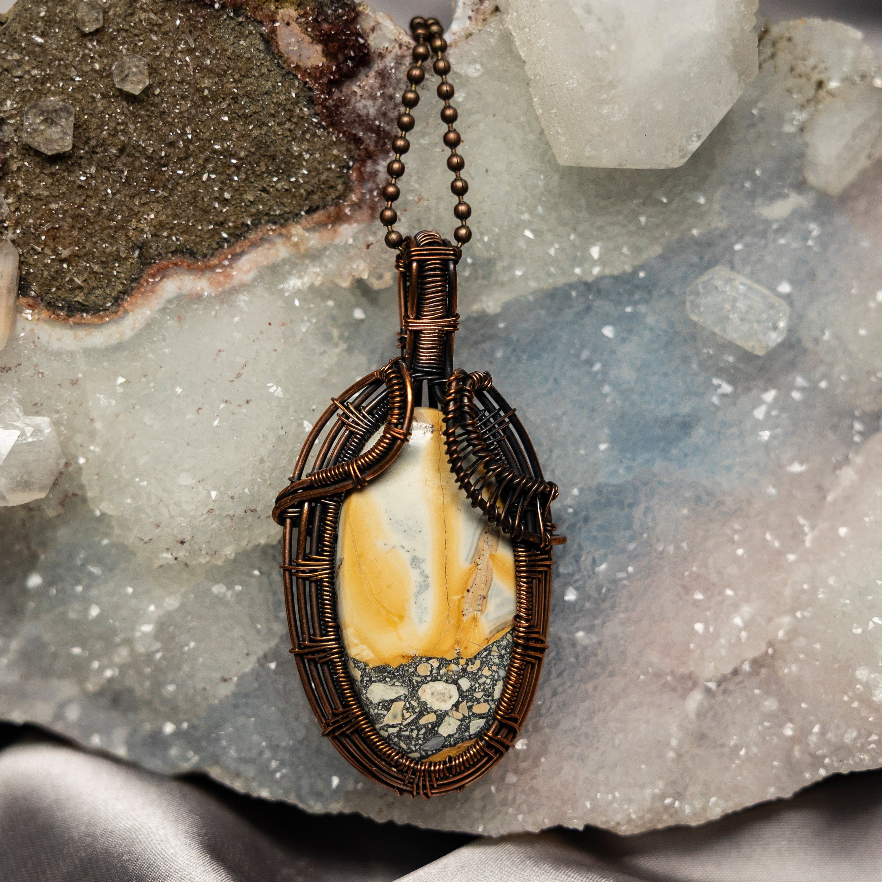 Brecciated Jasper Wire Wrap Crystal Pendant - Vitality - SJB-DIAMOND ELITES