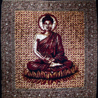 Brown Buddha Meditation Batik Tapestry Wall Hanging