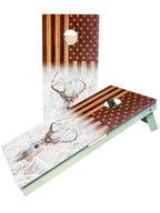 Flag Buck Cornhole Set - winter theme blastcornhole