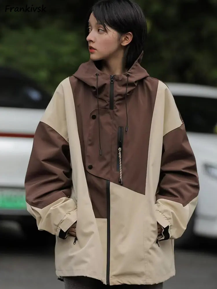 Harajuku Women's Overcoats - Chic Contrast Jackets Pi-Mart