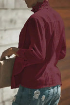Burgundy Red Sweet Mary Crochet Lace Blouse | Femstylo - SJB-DIAMOND ELITES