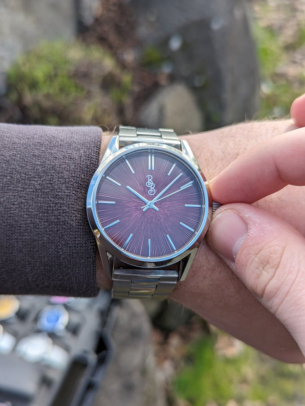Burgundy Sunburst Watch The Beyond Boring Watch Company
