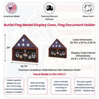 Burial Flag Medal Display case, Ceremonial Flag display - Material Cherry or Walnut. The Military Gift Store