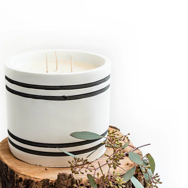 Luxury Large Striped Stone Designer Candle - Create Pi-Mart