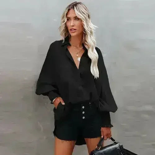 Spring And Autumn New Lapel Shirts Thin Mid Length Striped Casual Long - SJB-DIAMOND ELITES