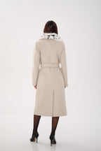 Genuine Arctic Fox Virgin Wool Wrap Coat - SJB-DIAMOND ELITES