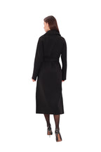 Pre-Order. Re-Stock Ships February 2026. Cambridge Comfort Wraparound Wool Cashmere Coat in Black