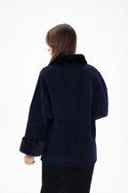 Genuine Mink Fur Virgin Wool Coat - SJB-DIAMOND ELITES