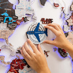 Travel Tracker 3D Colored Wooden World Map – Aqua