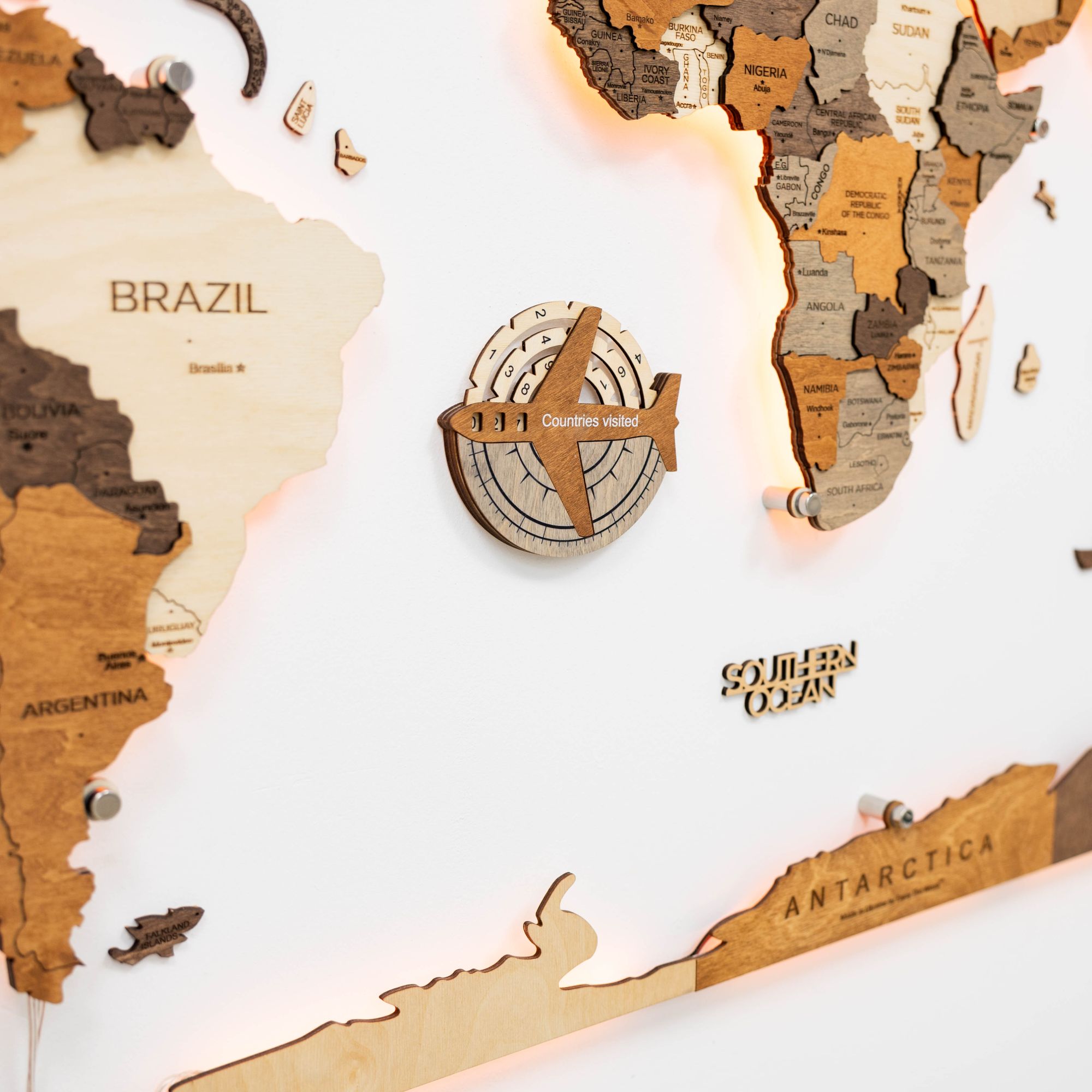 Travel Tracker 3D Wooden World Map - SJB-DIAMOND ELITES