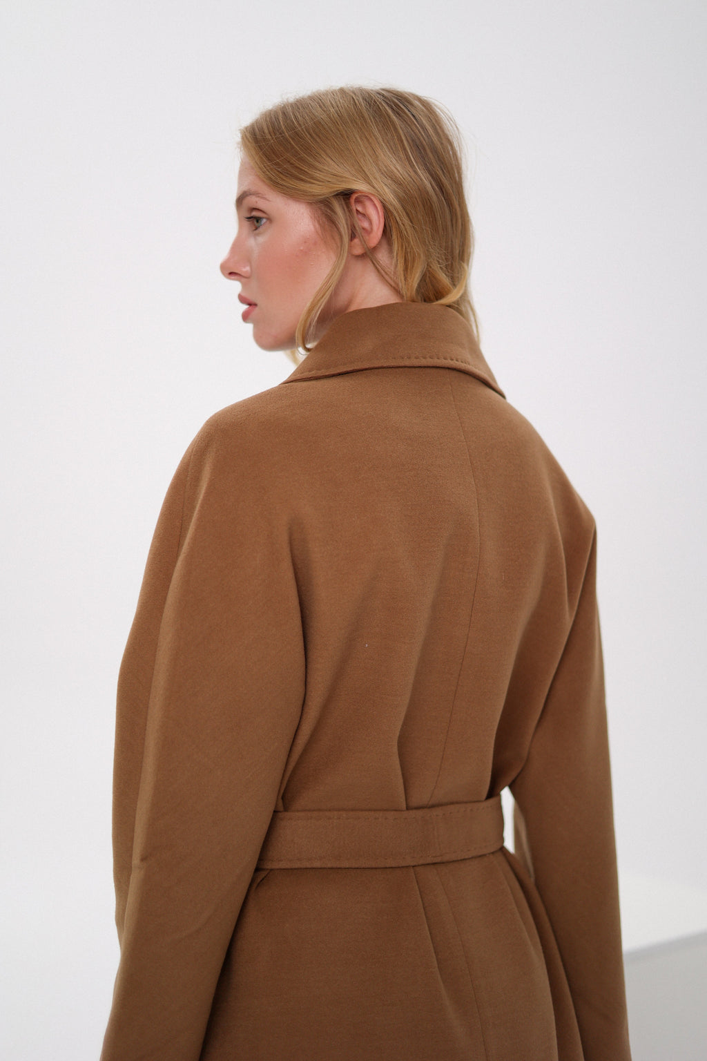 Cambridge Comfort Wraparound Wool Cashmere Coat in Dark Camel - SJB-DIAMOND ELITES