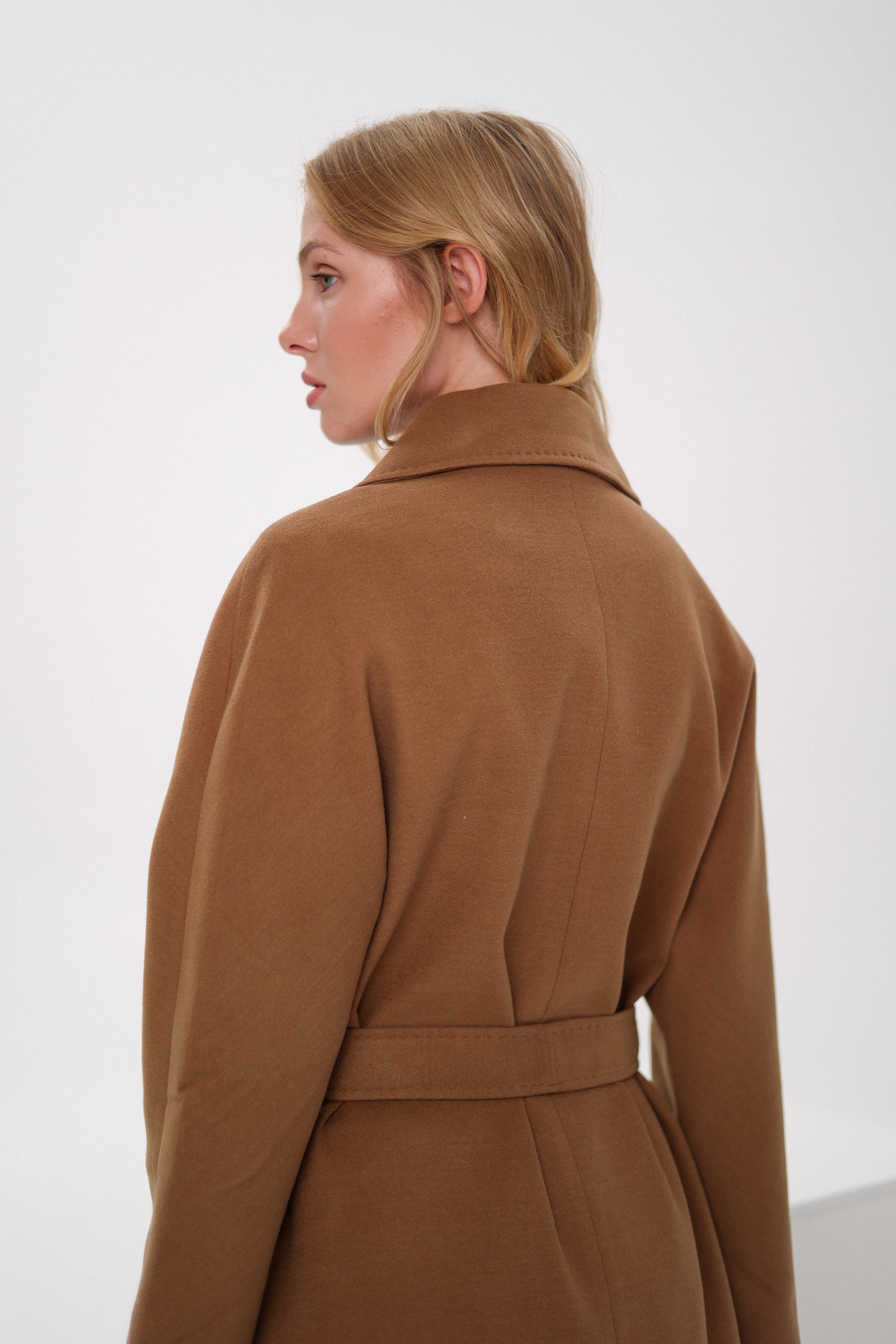 Cambridge Comfort Wraparound Wool Cashmere Coat in Dark Camel - SJB-DIAMOND ELITES