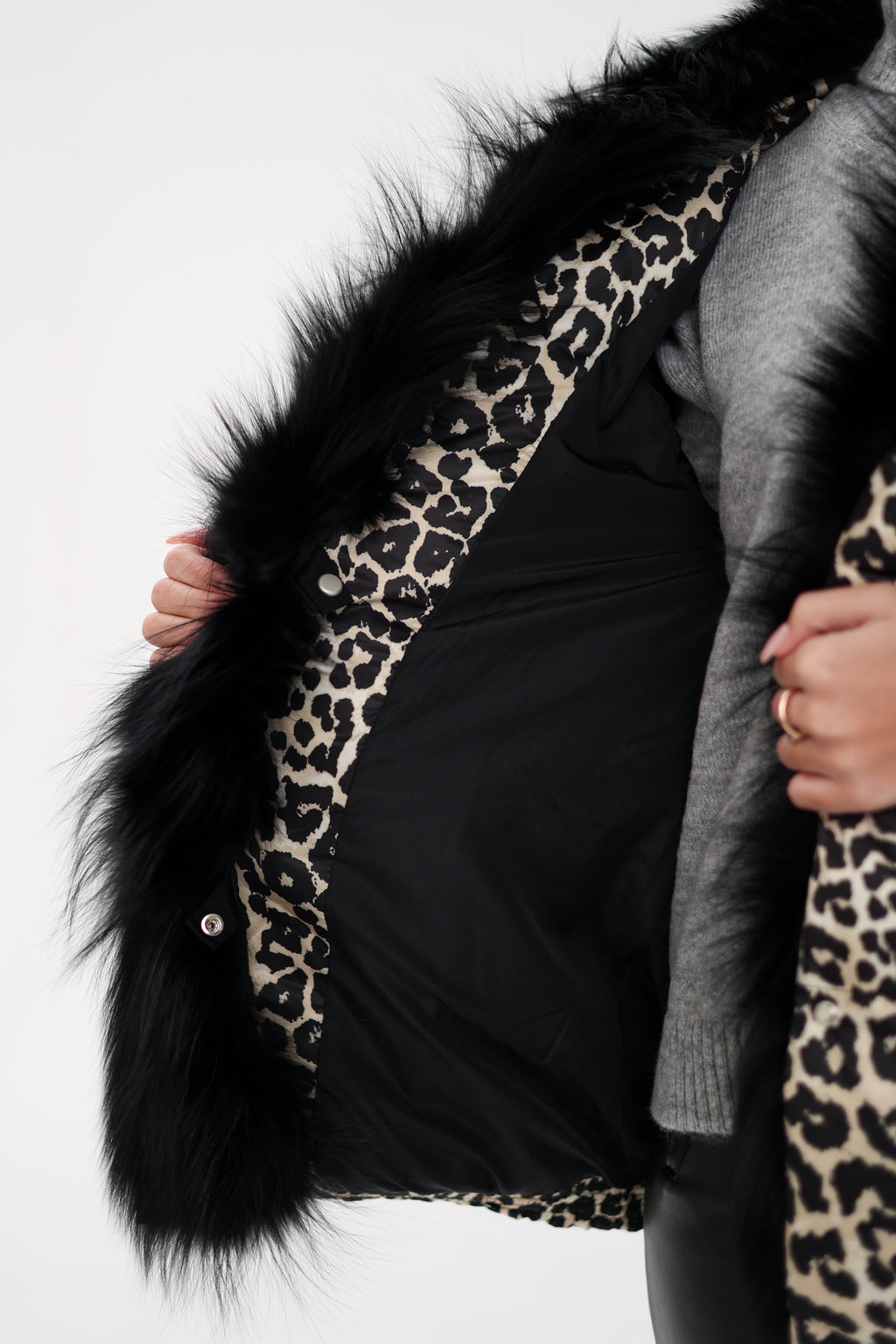 Genuine Polar Fox Leopard Luxe Down Parka - SJB-DIAMOND ELITES