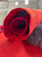 Roma Genuine Silver Fox Fur Rabbit Fur Insulated Parka in Red Alaska® Outerwear Company