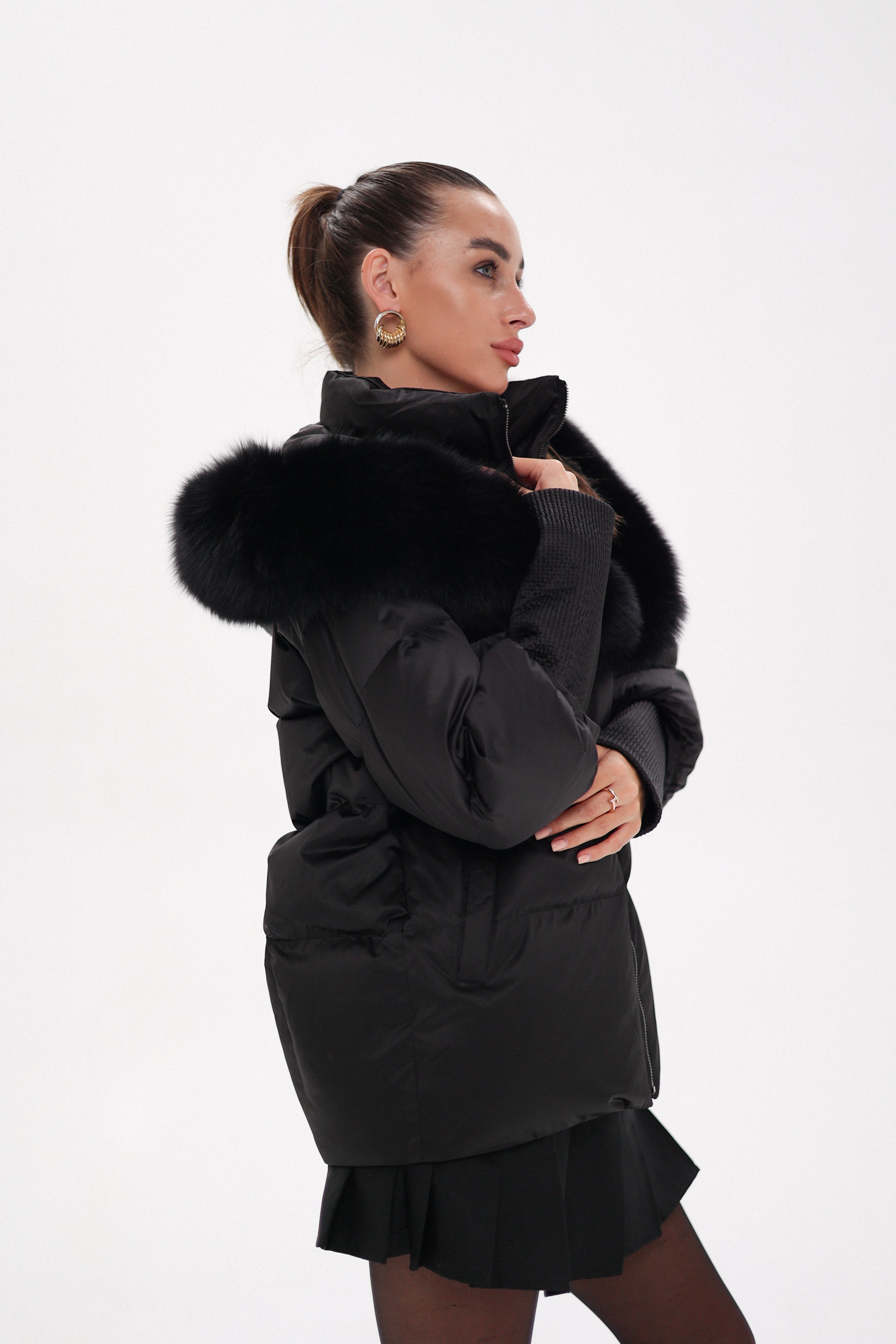Amanda Genuine Fur Trim Down Fill Coat - SJB-DIAMOND ELITES