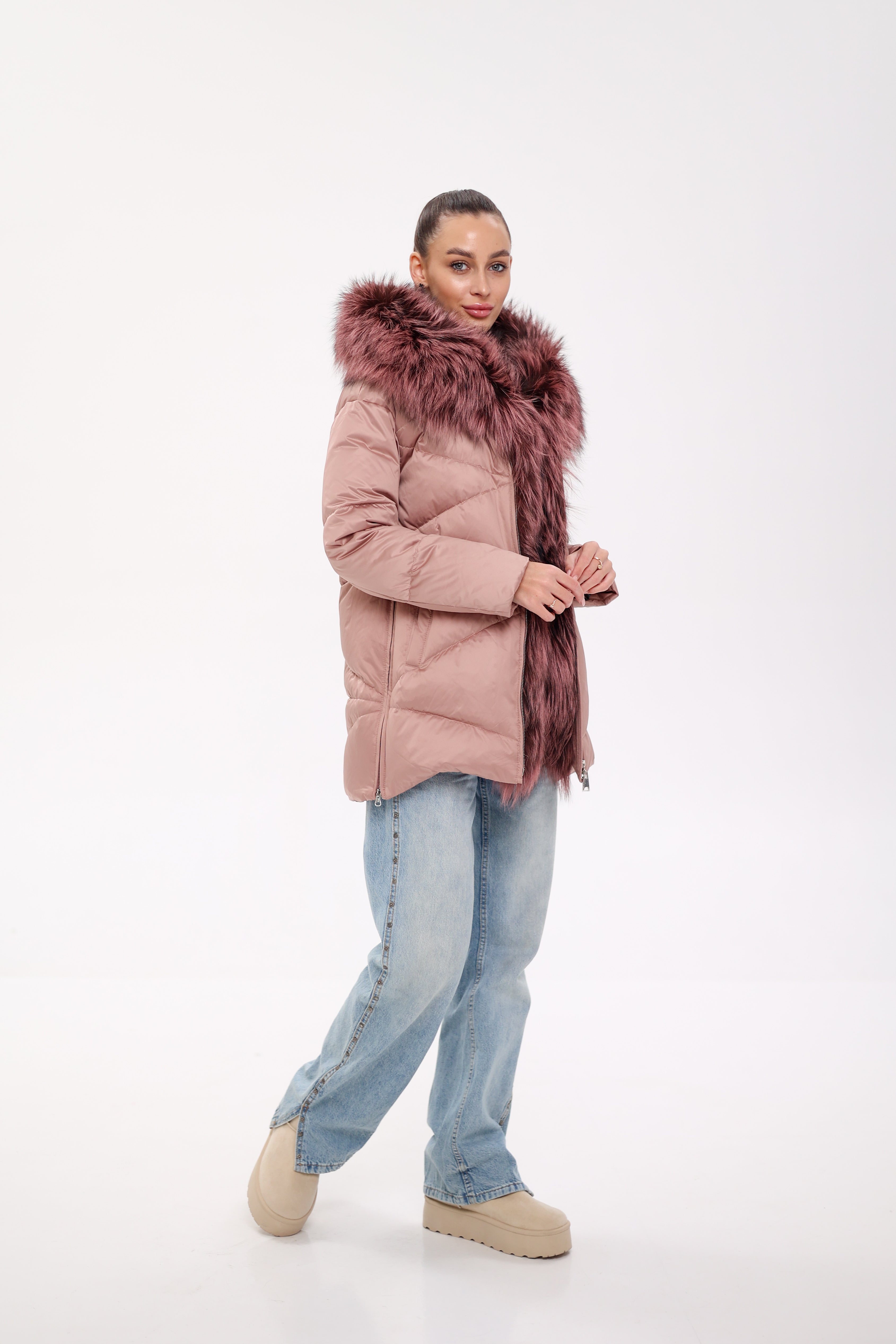 Genuine Silver Fox Fur Trim Down Insulated Parka - SJB-DIAMOND ELITES