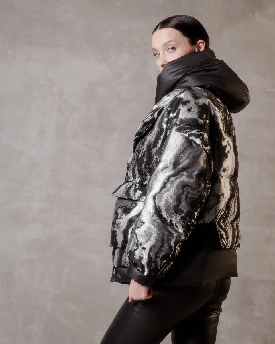 Marble Jacquard Down Fill Coat - SJB-DIAMOND ELITES
