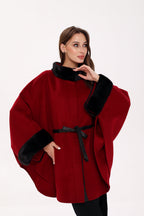 Genuine Scandinavian Mink Fur Double Face Wool Poncho - SJB-DIAMOND ELITES