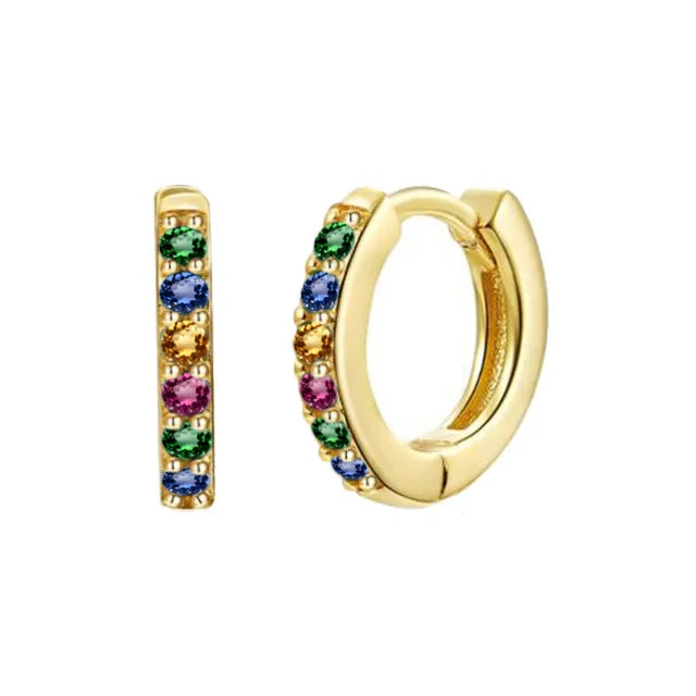Color Zircon Earrings For Women 925 Sterling Silver Earrings Hoops Pendientes Plata Piercing Gold Jewelry - SJB-DIAMOND ELITES