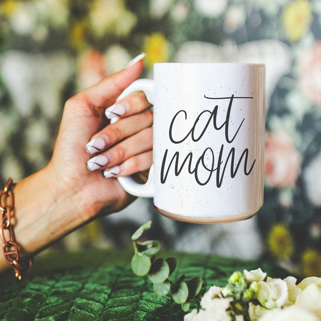 Cat Mom Mug 16oz Ceramic Coffee Cup Funny Cat Lover Gift Dishwasher Safe BandsCo Straps
