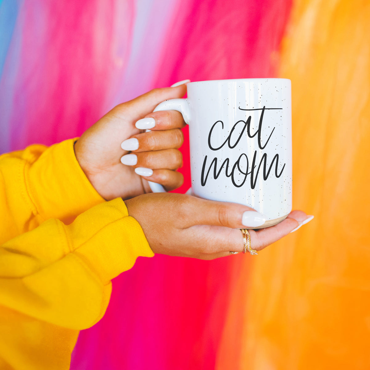 Cat Mom Mug 16oz Ceramic Coffee Cup Funny Cat Lover Gift Dishwasher Safe BandsCo Straps
