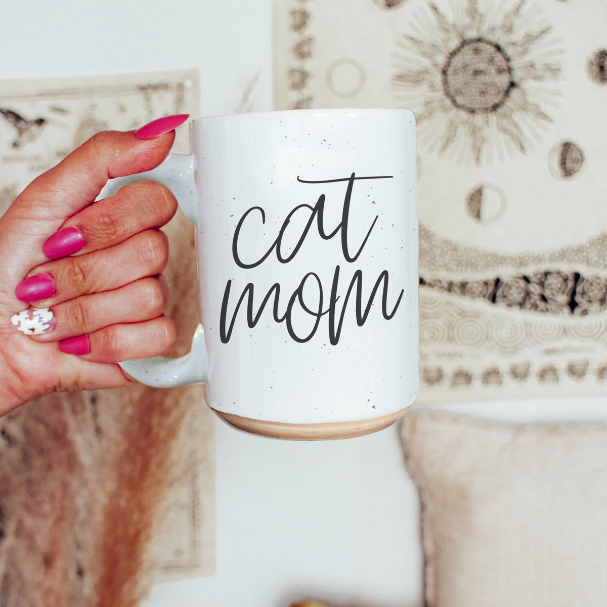 Cat Mom Mug 16oz Ceramic Coffee Cup Funny Cat Lover Gift Dishwasher Safe BandsCo Straps