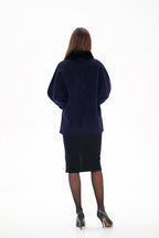 Genuine Mink Fur Virgin Wool Coat - SJB-DIAMOND ELITES