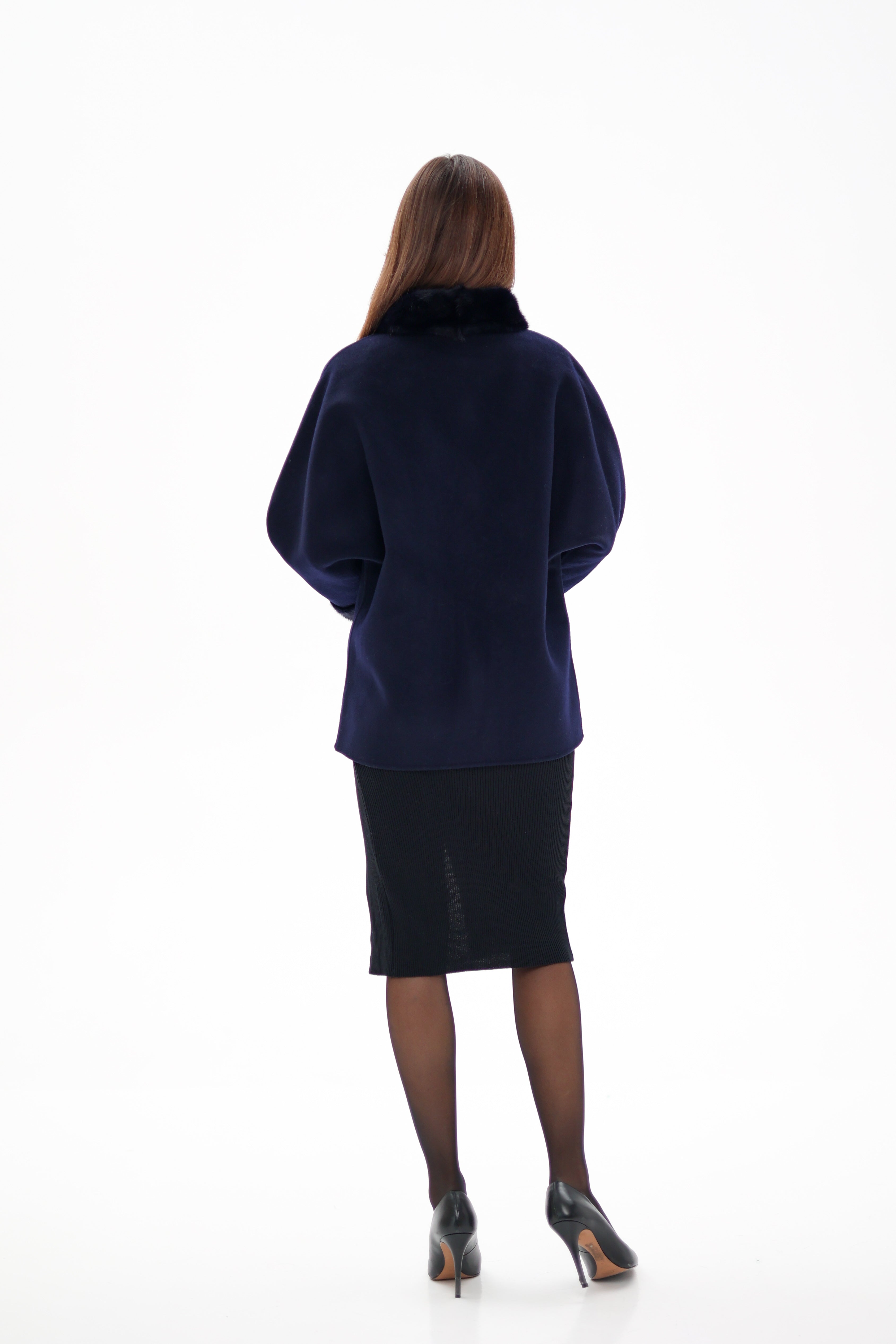 Genuine Mink Fur Virgin Wool Coat - SJB-DIAMOND ELITES