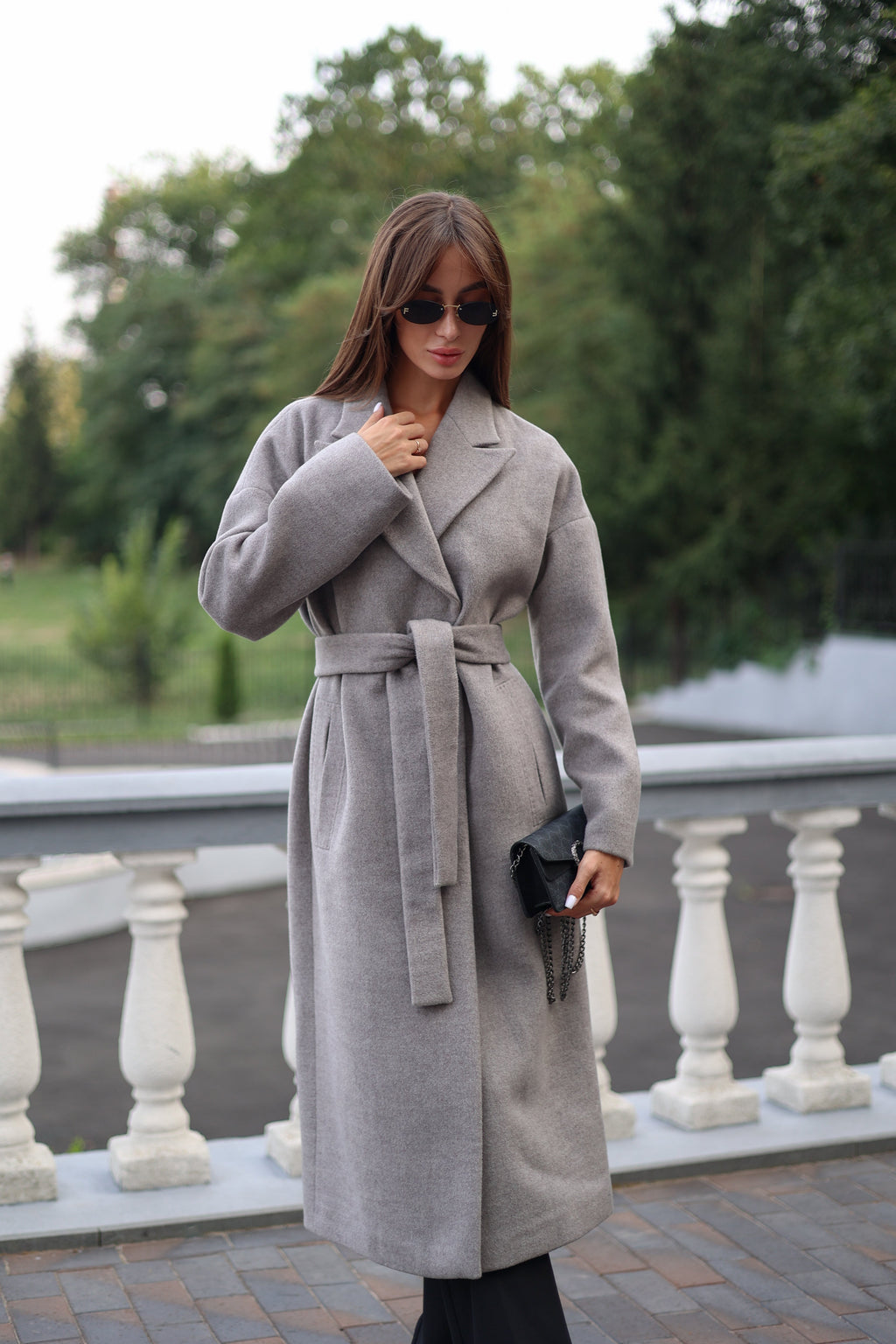 Classic Wool Blend Coat in Grey - SJB-DIAMOND ELITES