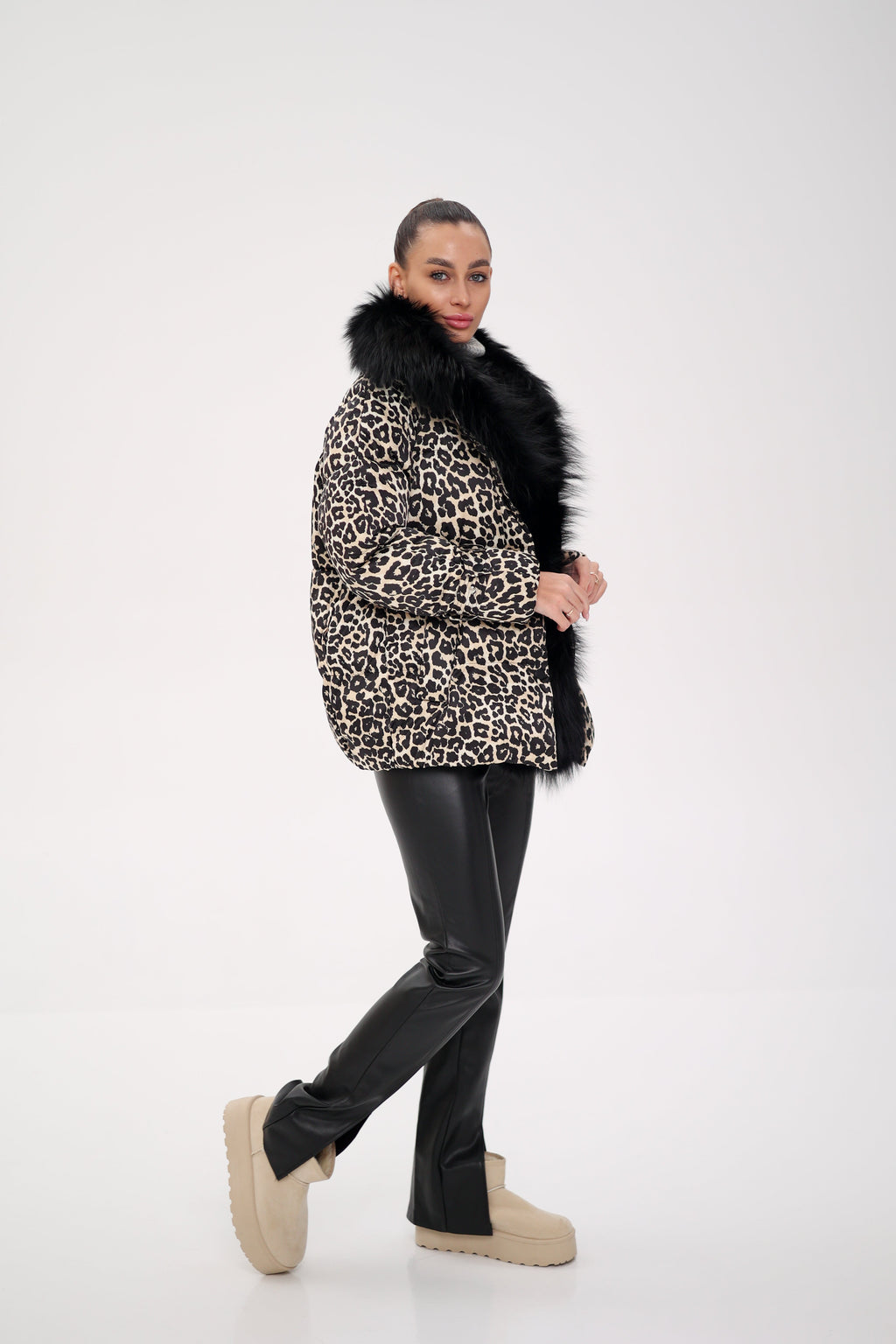 Genuine Polar Fox Leopard Luxe Down Parka - SJB-DIAMOND ELITES