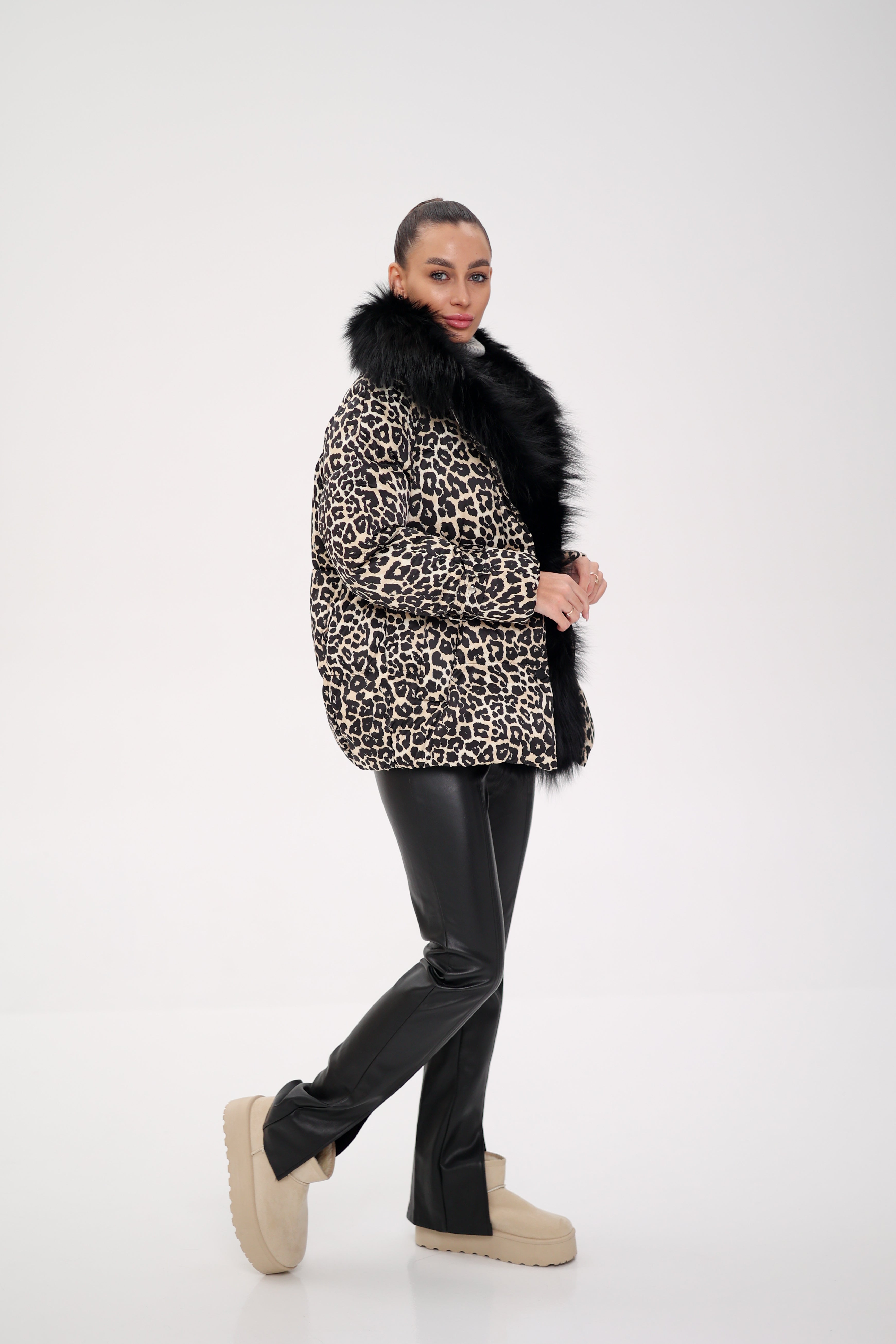 Genuine Polar Fox Leopard Luxe Down Parka - SJB-DIAMOND ELITES
