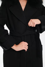 Derby Genuine Polar Fox Textured Cashmere Wool Coat - SJB-DIAMOND ELITES