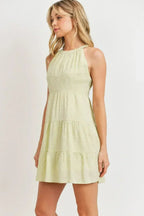 Roundneck Sleeveless Dotted Swiss Dress