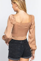 Champagne Ribbon Tie Top - Sweetheart Neck | Femstylo