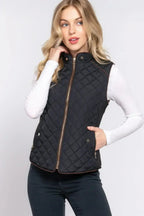 Quilted Suede Piping Vest - Pale Taupe | Femstylo