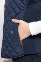 Quilted Suede Piping Vest - Pale Taupe | Femstylo
