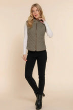 Quilted Suede Piping Vest - Pale Taupe | Femstylo