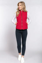 Quilted Suede Piping Vest - Pale Taupe | Femstylo