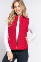 Quilted Suede Piping Vest - Pale Taupe | Femstylo