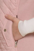 Quilted Suede Piping Vest - Pale Taupe | Femstylo