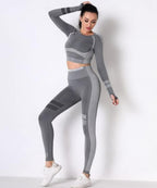 Seamless Long Sleeve Solid Yoga Set