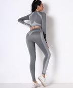 Seamless Long Sleeve Solid Yoga Set