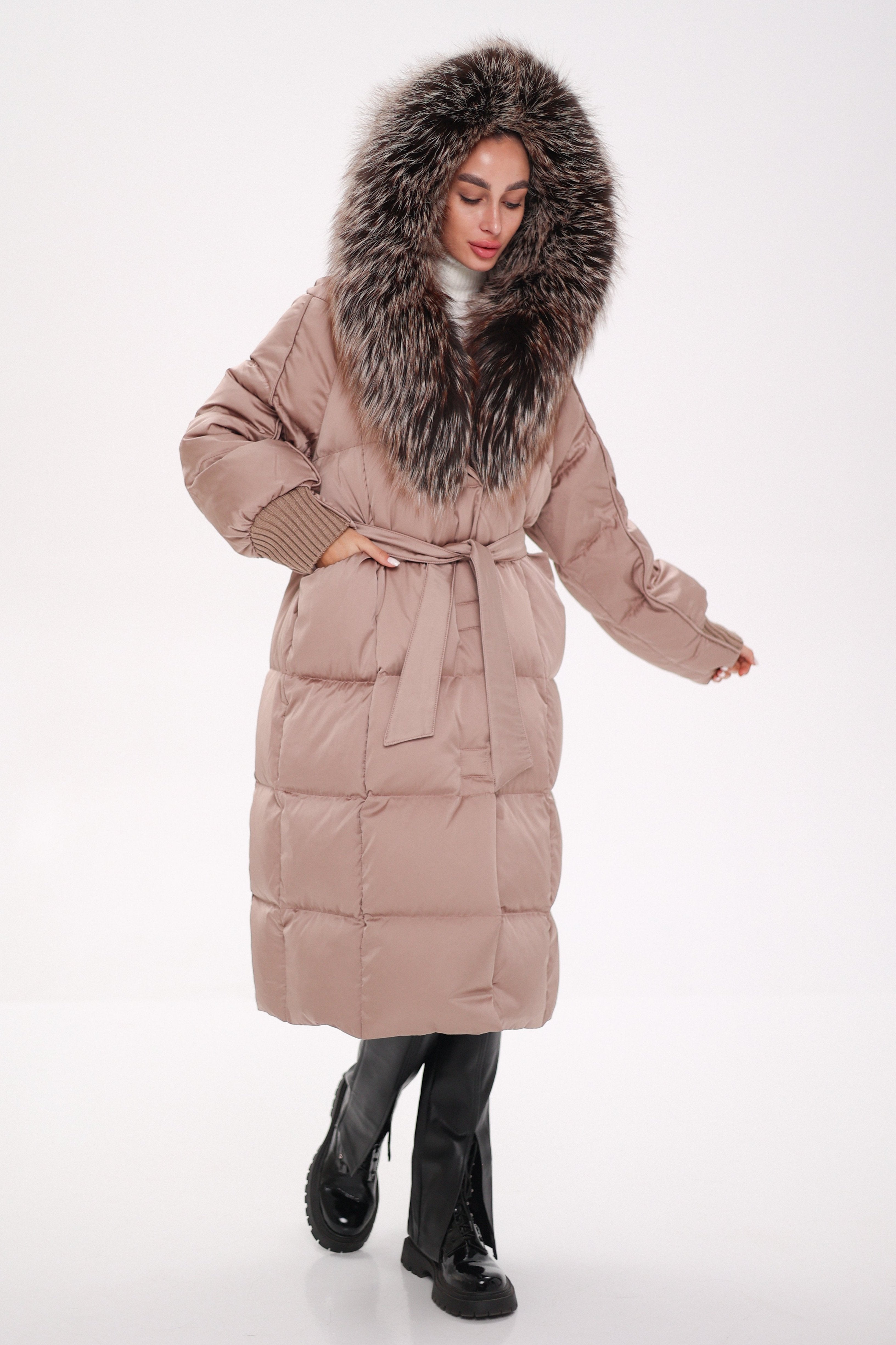 Rei Silver Fox Fully Lined Hood Down Coat in Blush - SJB-DIAMOND ELITES