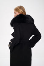 Derby Genuine Polar Fox Textured Cashmere Wool Coat - SJB-DIAMOND ELITES