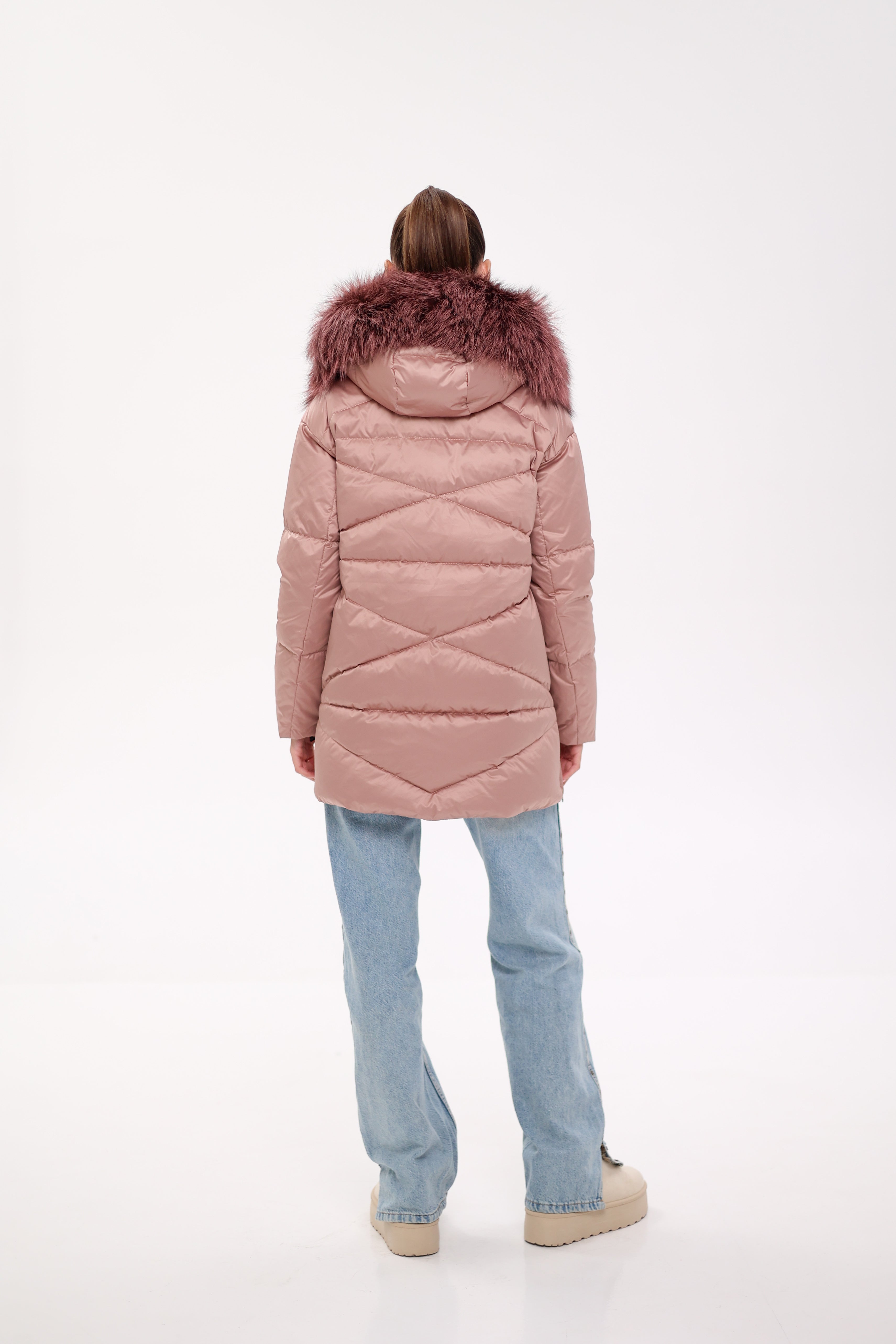 Genuine Silver Fox Fur Trim Down Insulated Parka - SJB-DIAMOND ELITES
