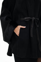 Genuine Scandinavian Mink Fur Double Face Wool Poncho - SJB-DIAMOND ELITES